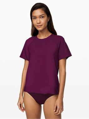 Lululemon Sun Shelter Short Sleeve Rash Guard - Marvel Magenta Purple Swim Top